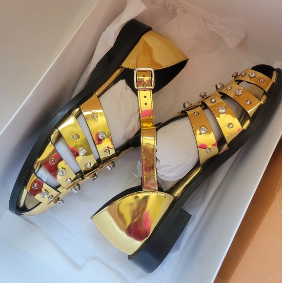 Sandro Gold Studded Fisherman Greek Strappy 39 - Picture 10 of 12